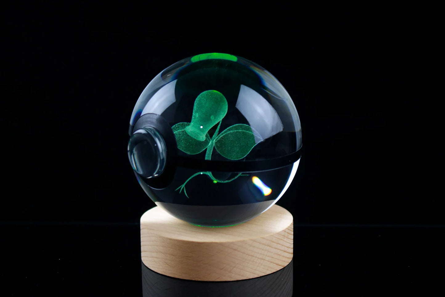 Bellsprout Large Crystal Pokeball 3D Laser Engraving