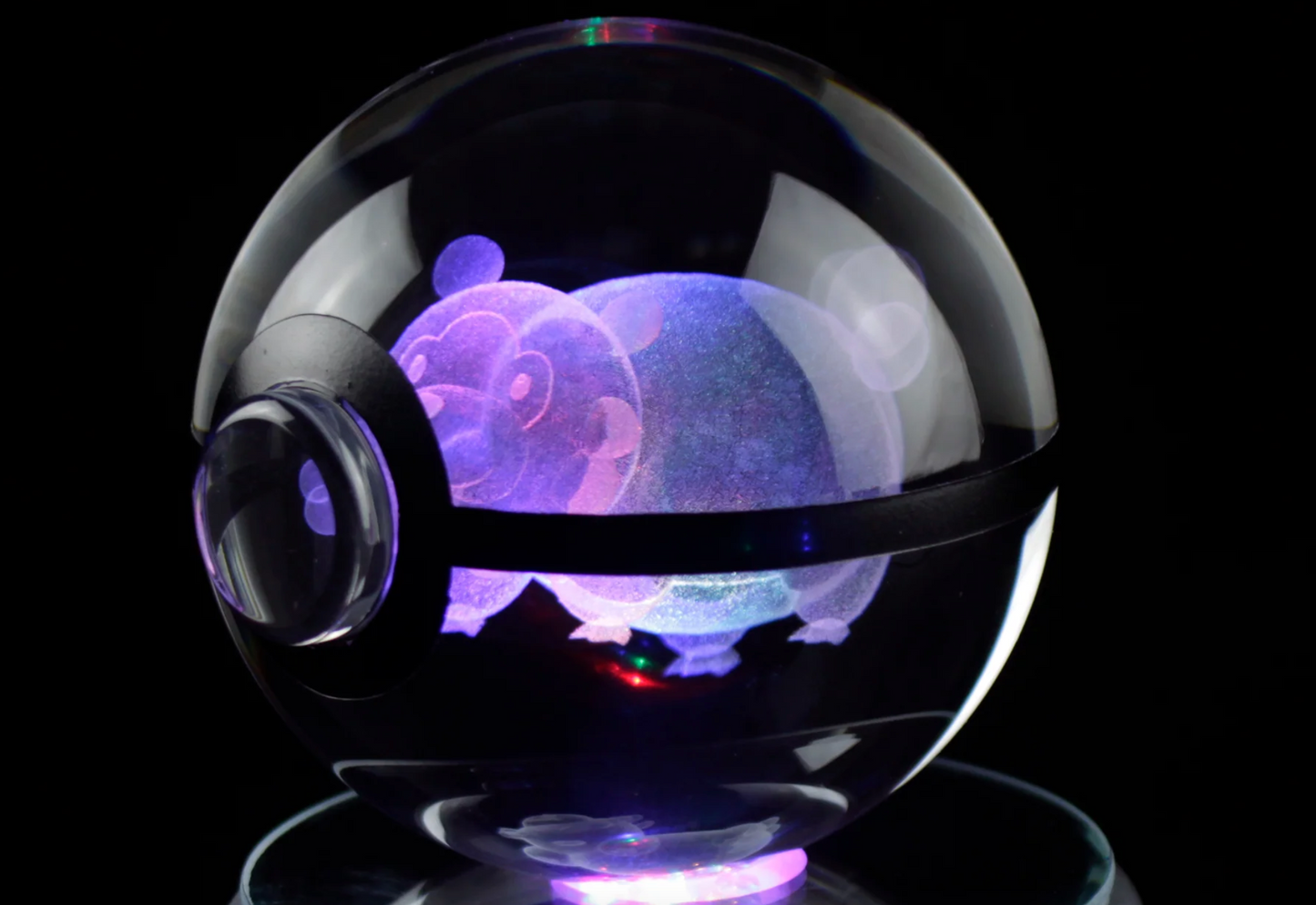 Bidoof Large Crystal Pokeball 3D Laser Engraving