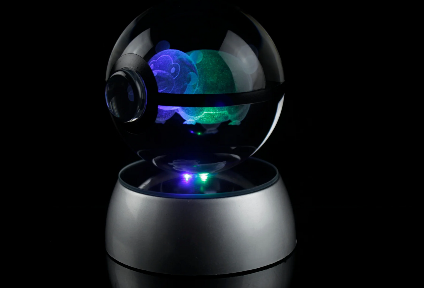 Bidoof Large Crystal Pokeball 3D Laser Engraving