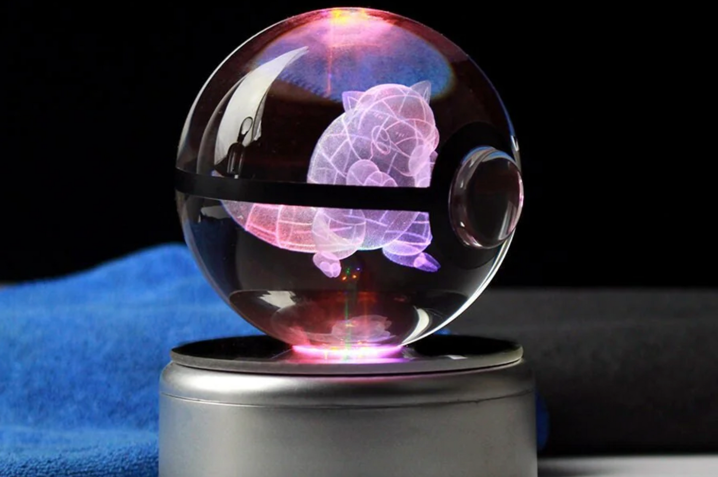 Sandshrew Large Crystal Pokeball 3D Laser Engraving