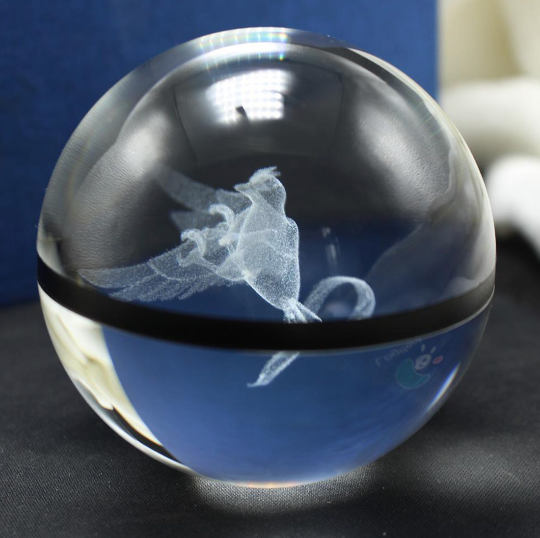 Articuno Large Crystal Pokeball 3D Laser Engraving