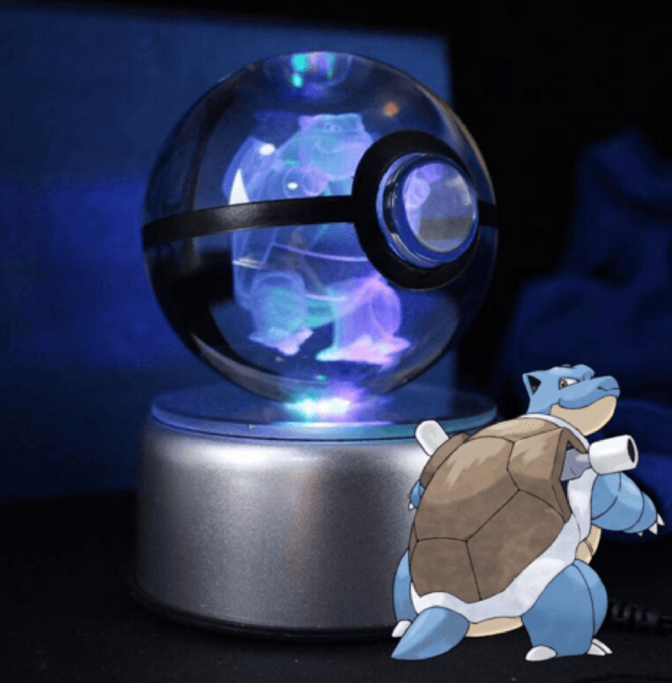 Blastoise Large Pokeball 3D Laser Engraving – Crystal PokeVerse