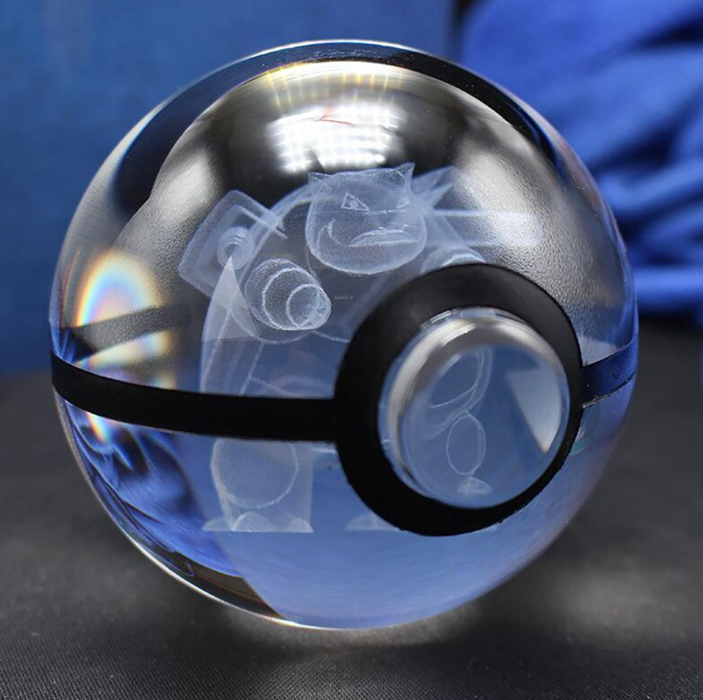 Blastoise Large Crystal Pokeball 3D Laser Engraving