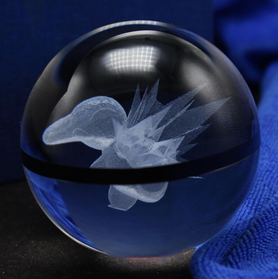 Cyndaquil Large Crystal Pokeball 3D Laser Engraving