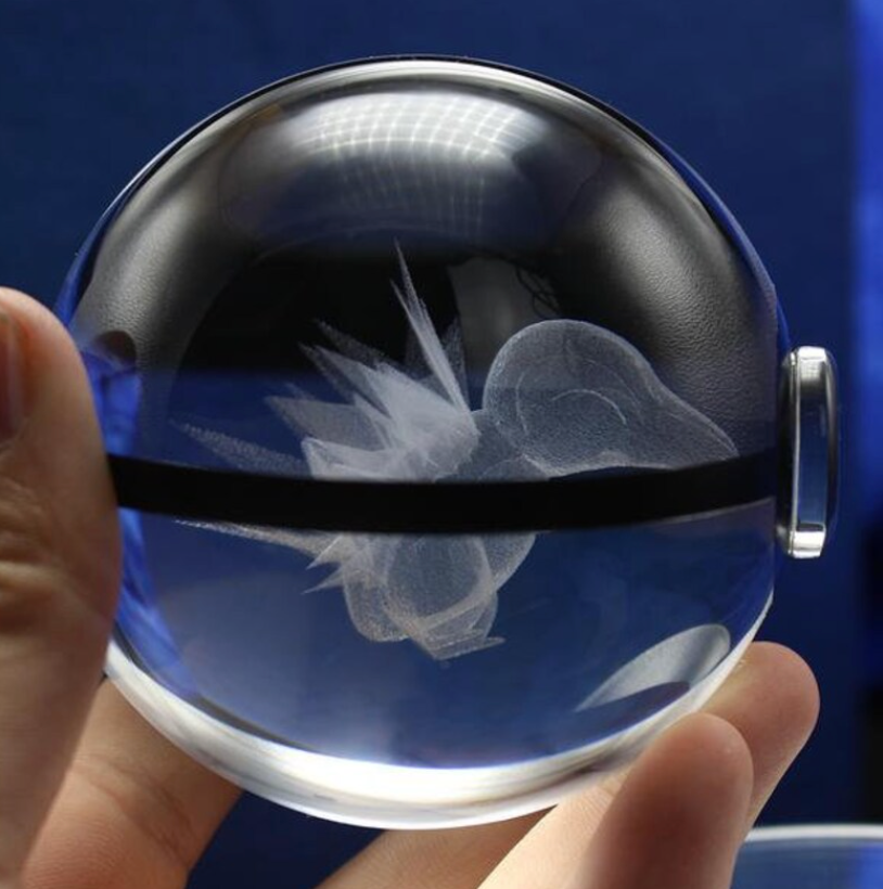 Cyndaquil Large Crystal Pokeball 3D Laser Engraving