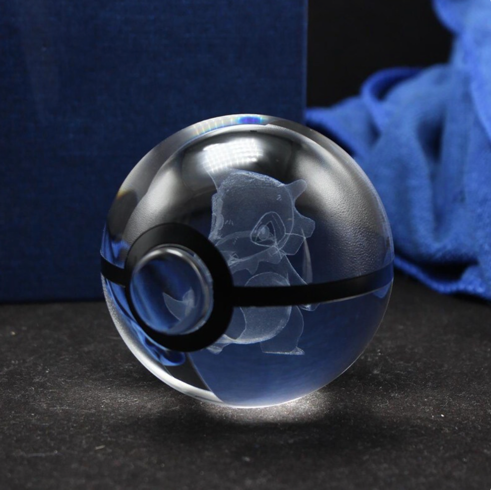 Cubone Large Crystal Pokeball 3D Laser Engraving