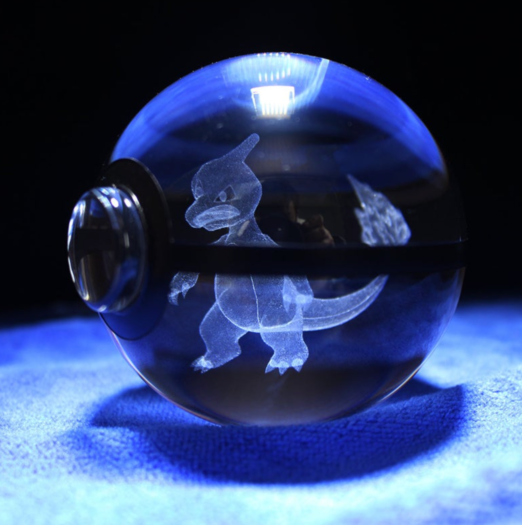 Charmeleon Large Crystal Pokeball 3D Laser Engraving