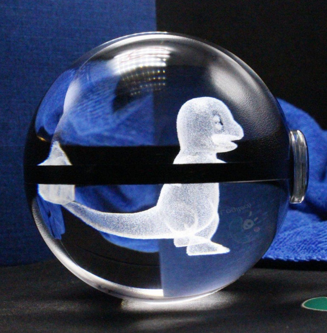 Charmander Large Crystal Pokeball 3D Laser Engraving