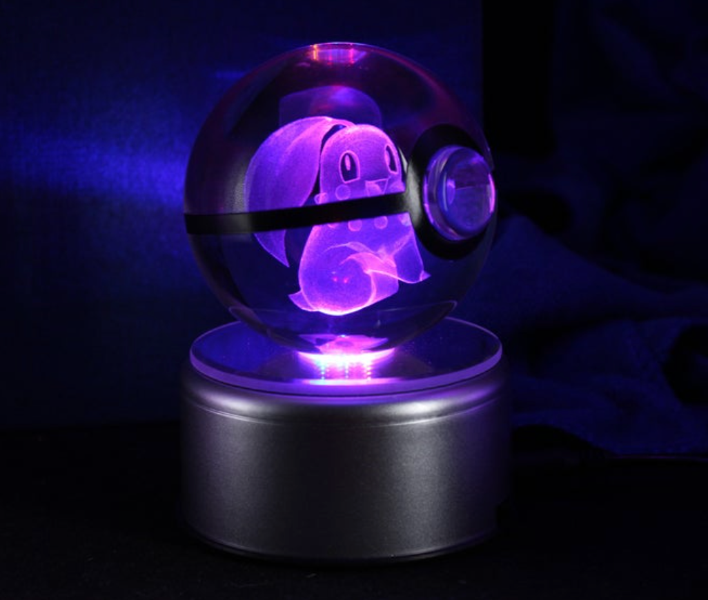 Chikorita Large Crystal Pokeball 3D Laser Engraving