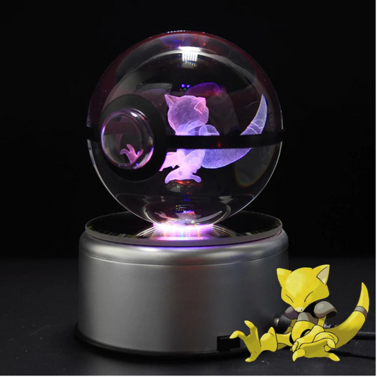 Abra Large Crystal Pokeball 3D Laser Engraving