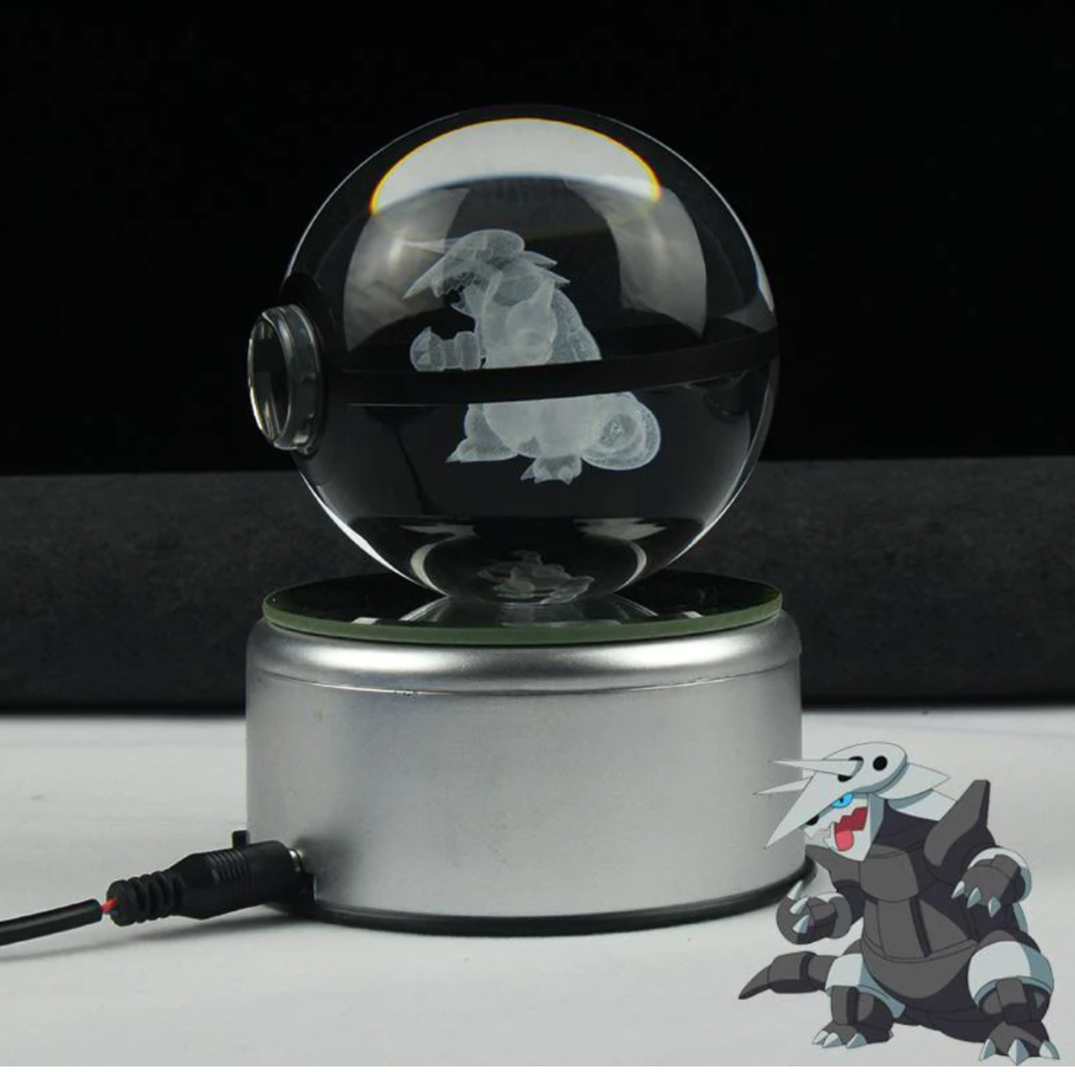 Aggron Large Crystal Pokeball 3D Laser Engraving