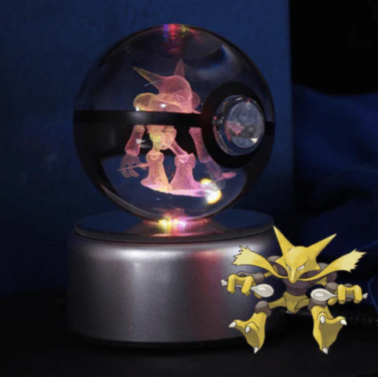 Alakazam Large Crystal Pokeball 3D Laser Engraving