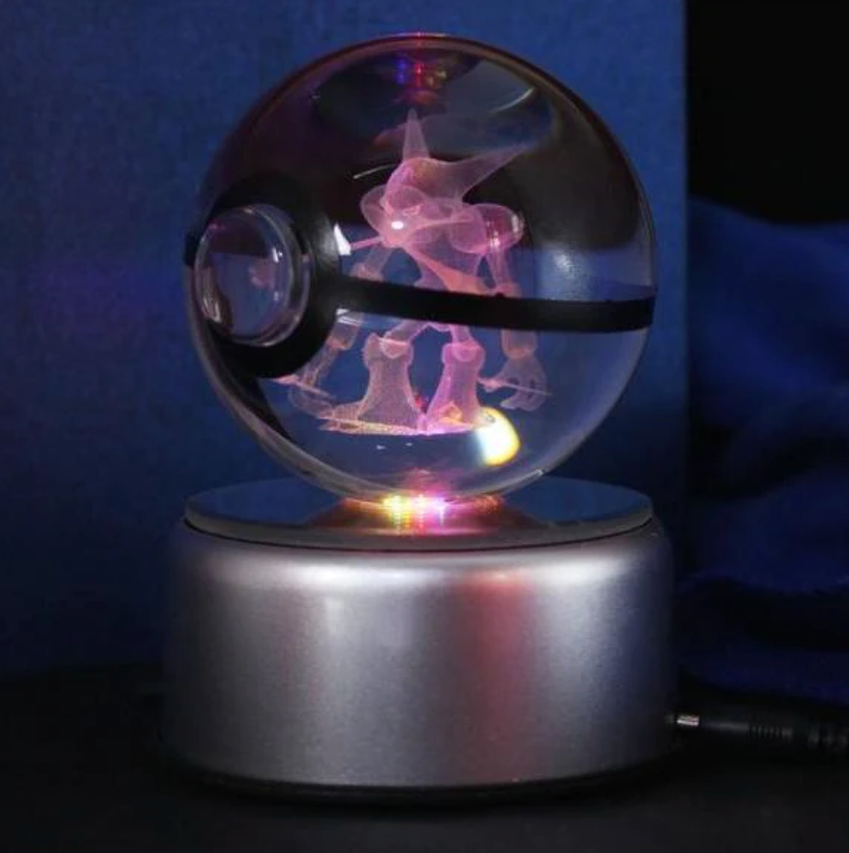 Alakazam Large Crystal Pokeball 3D Laser Engraving