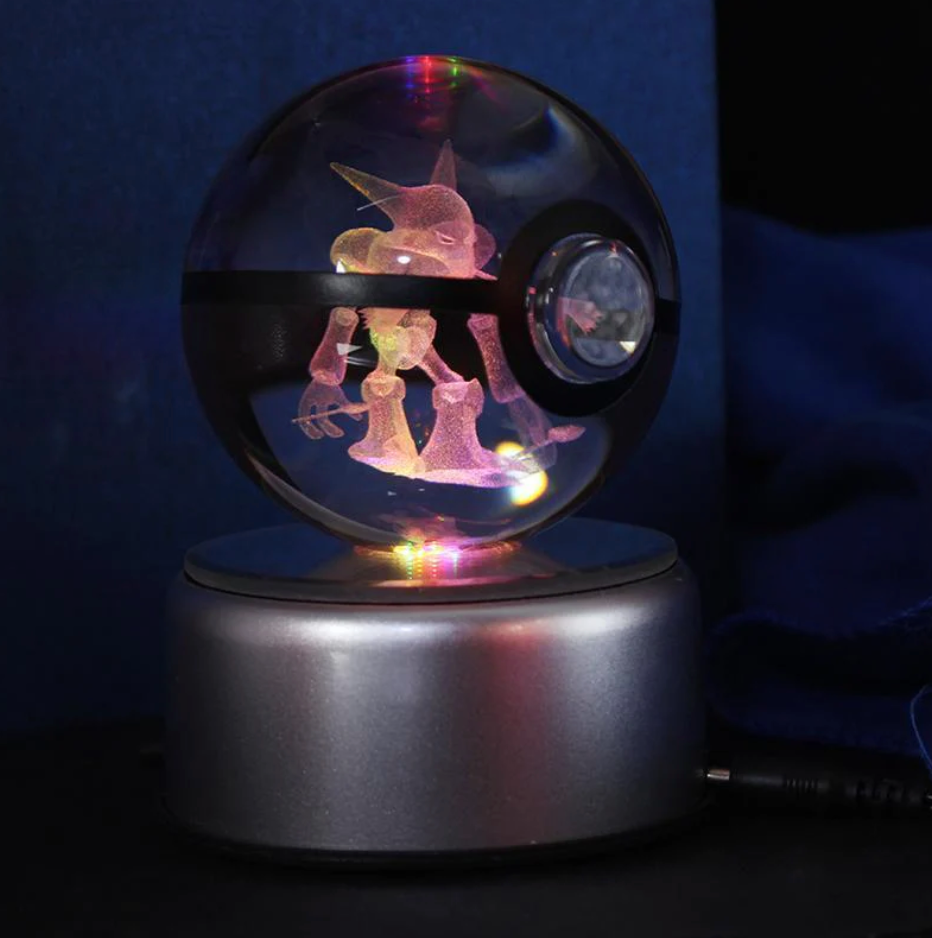 Alakazam Large Crystal Pokeball 3D Laser Engraving