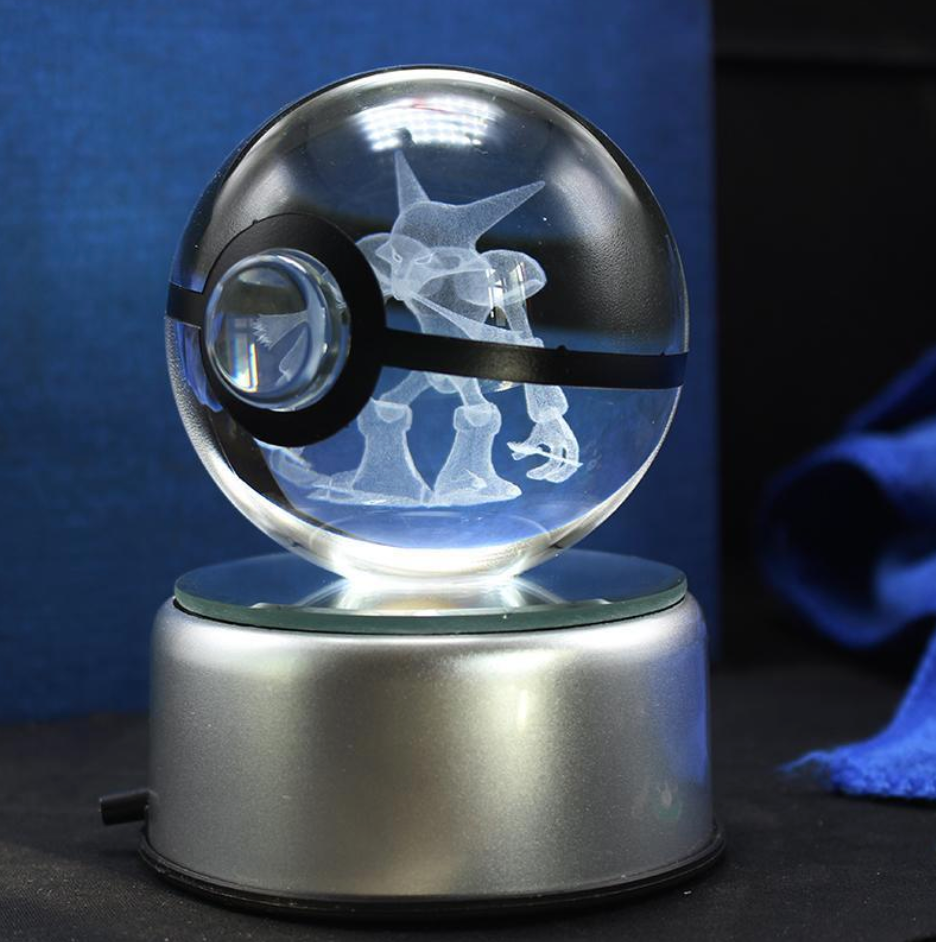 Alakazam Large Crystal Pokeball 3D Laser Engraving