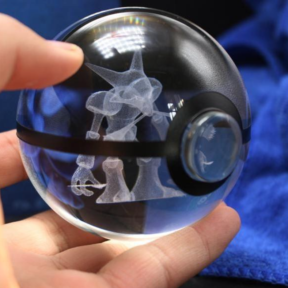 Alakazam Large Crystal Pokeball 3D Laser Engraving