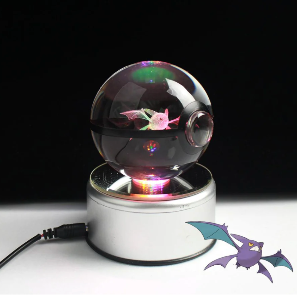 Crobat Large Crystal Pokeball 3D Laser Engraving – Crystal PokeVerse