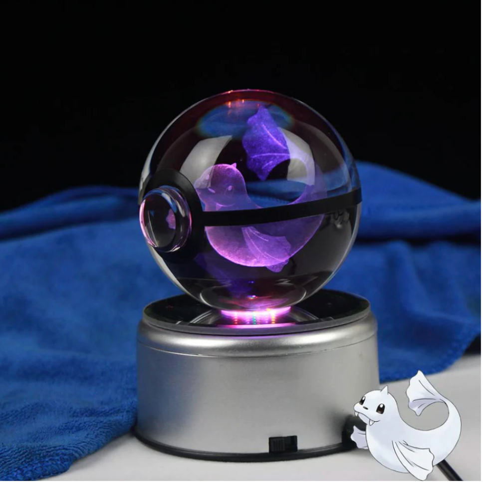 Dewgong Large Crystal Pokeball 3D Laser Engraving