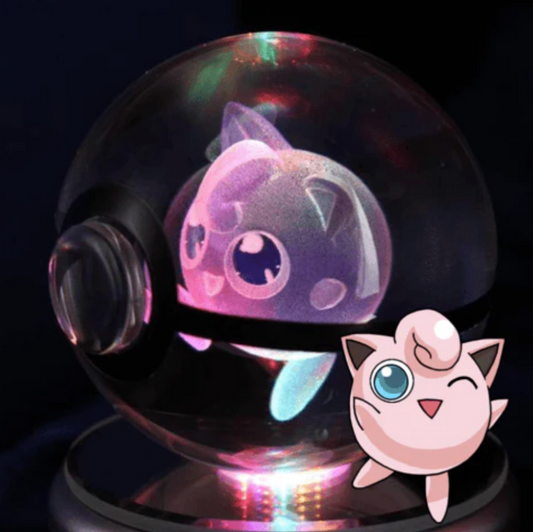 Jigglypuff Large Crystal Pokeball 3D Laser Engraving