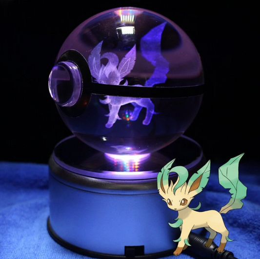 Leafeon Large Crystal Pokeball 3D Laser Engraving