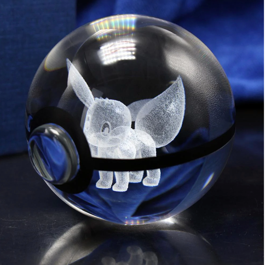 Eevee Large Crystal Pokeball 3D Laser Engraving