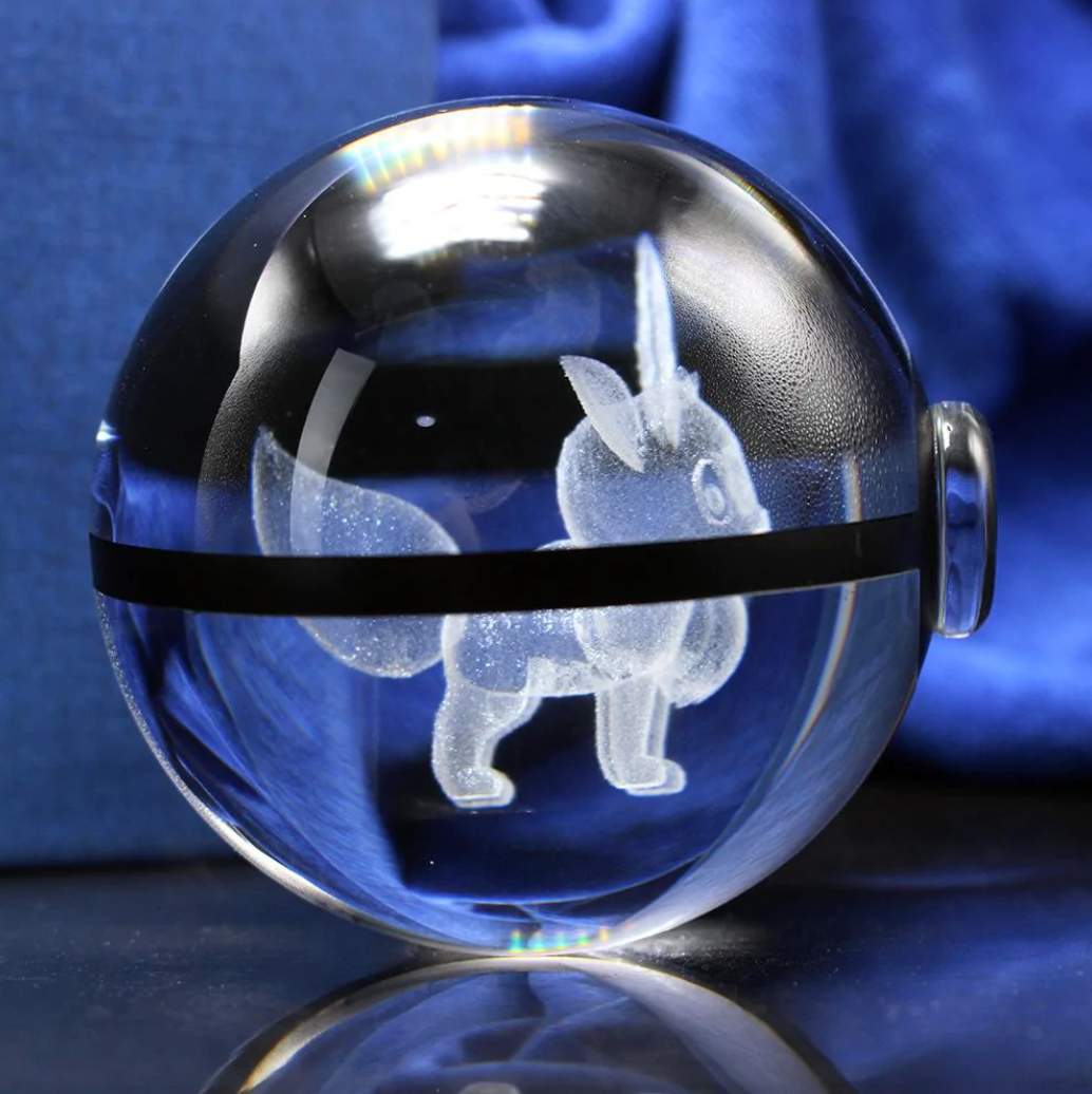 Eevee Large Crystal Pokeball 3D Laser Engraving