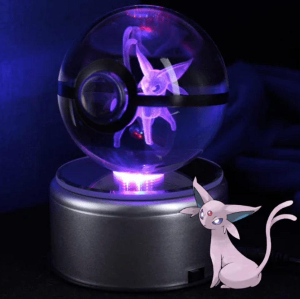 Espeon Large Crystal Pokeball 3D Laser Engraving