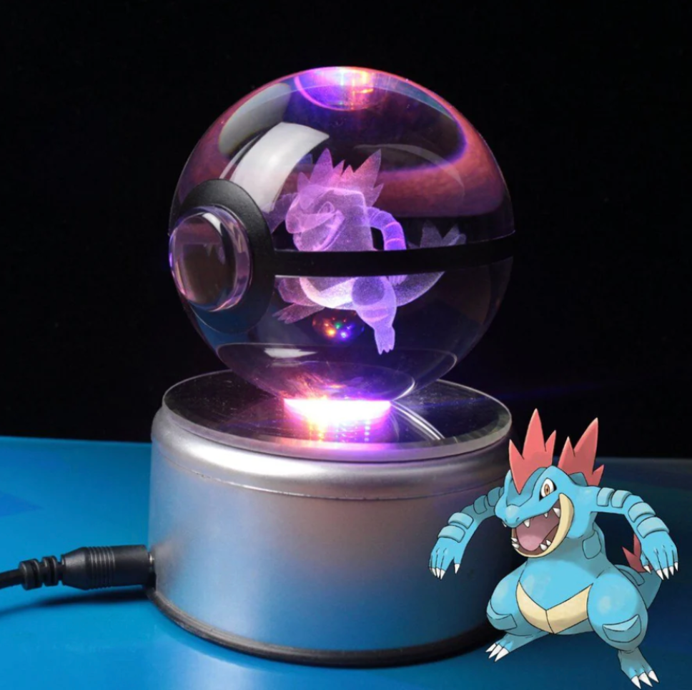 Feraligatr Large Crystal Pokeball 3D Laser Engraving