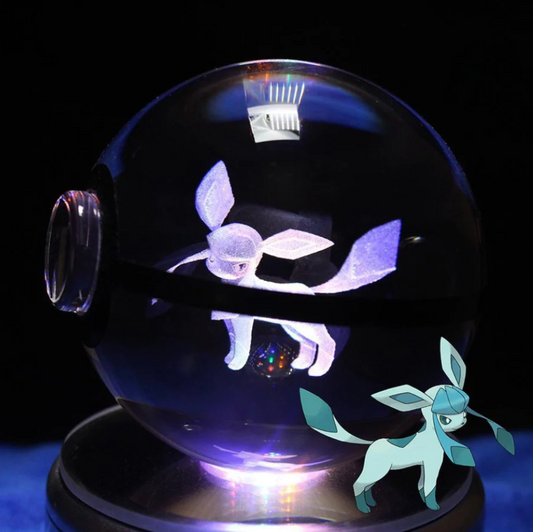 Glaceon Large Crystal Pokeball 3D Laser Engraving