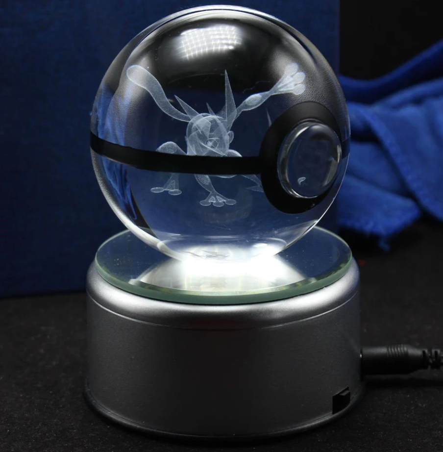 Greninja Large Crystal Pokeball 3D Laser Engraving