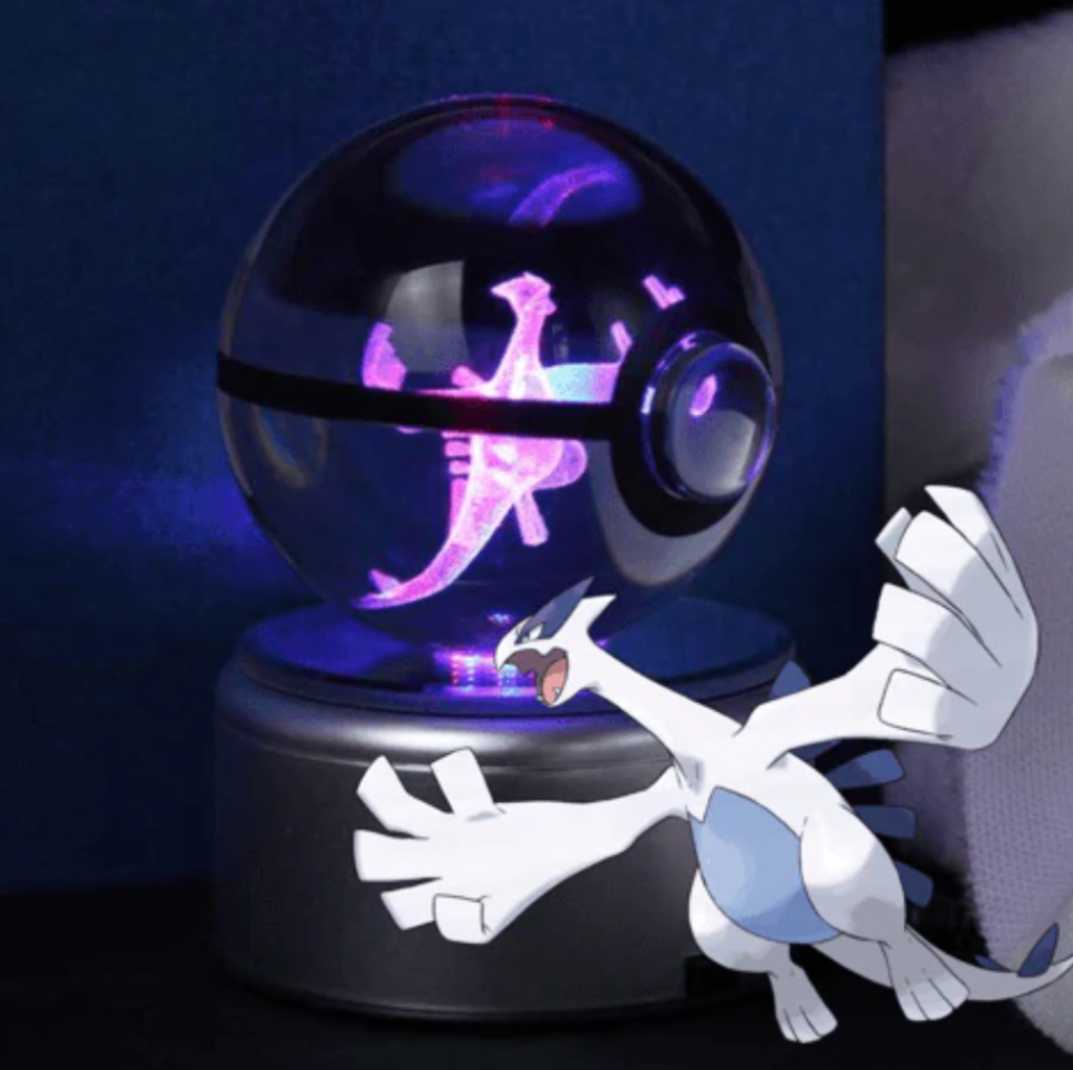 Lugia Large Crystal Pokeball 3D Laser Engraving