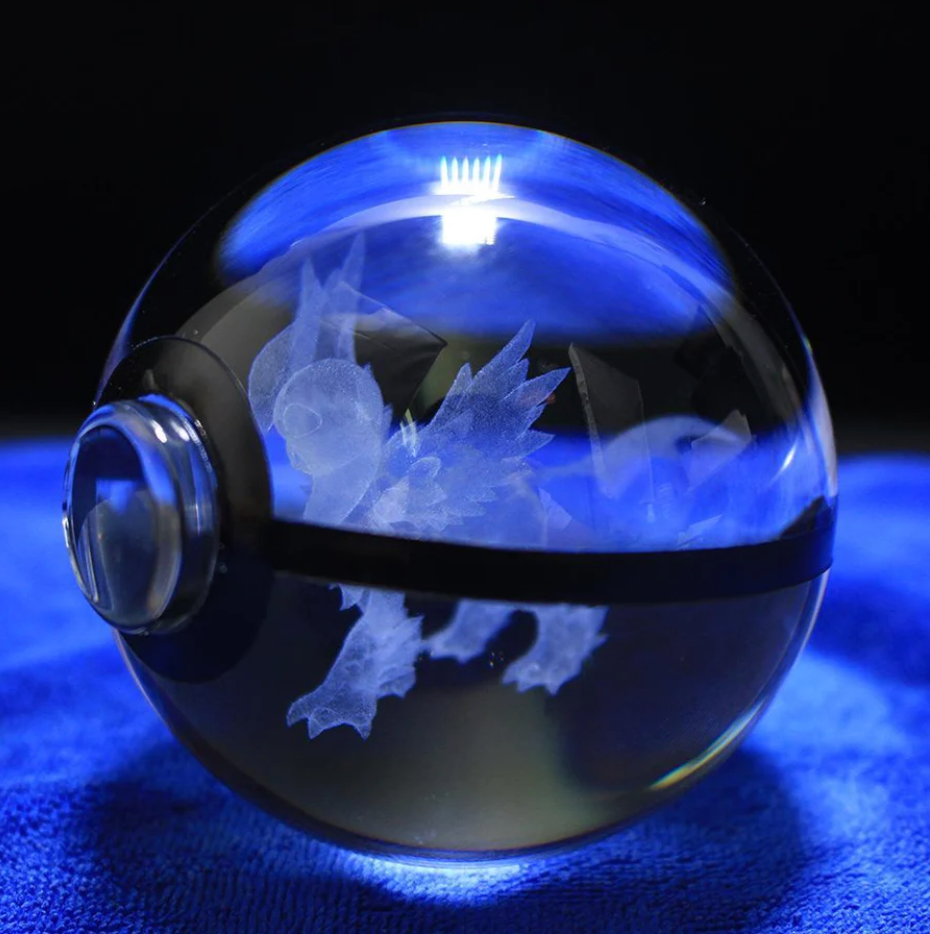 Mega Absol Large Crystal Pokeball 3D Laser Engraving