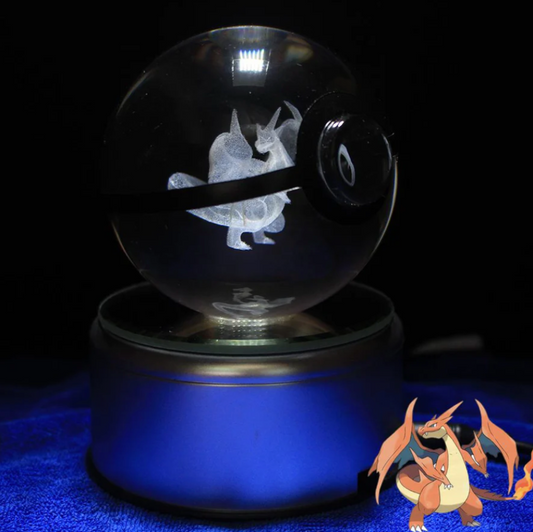 Mega Charizard Y Large Crystal Pokeball 3D Laser Engraving