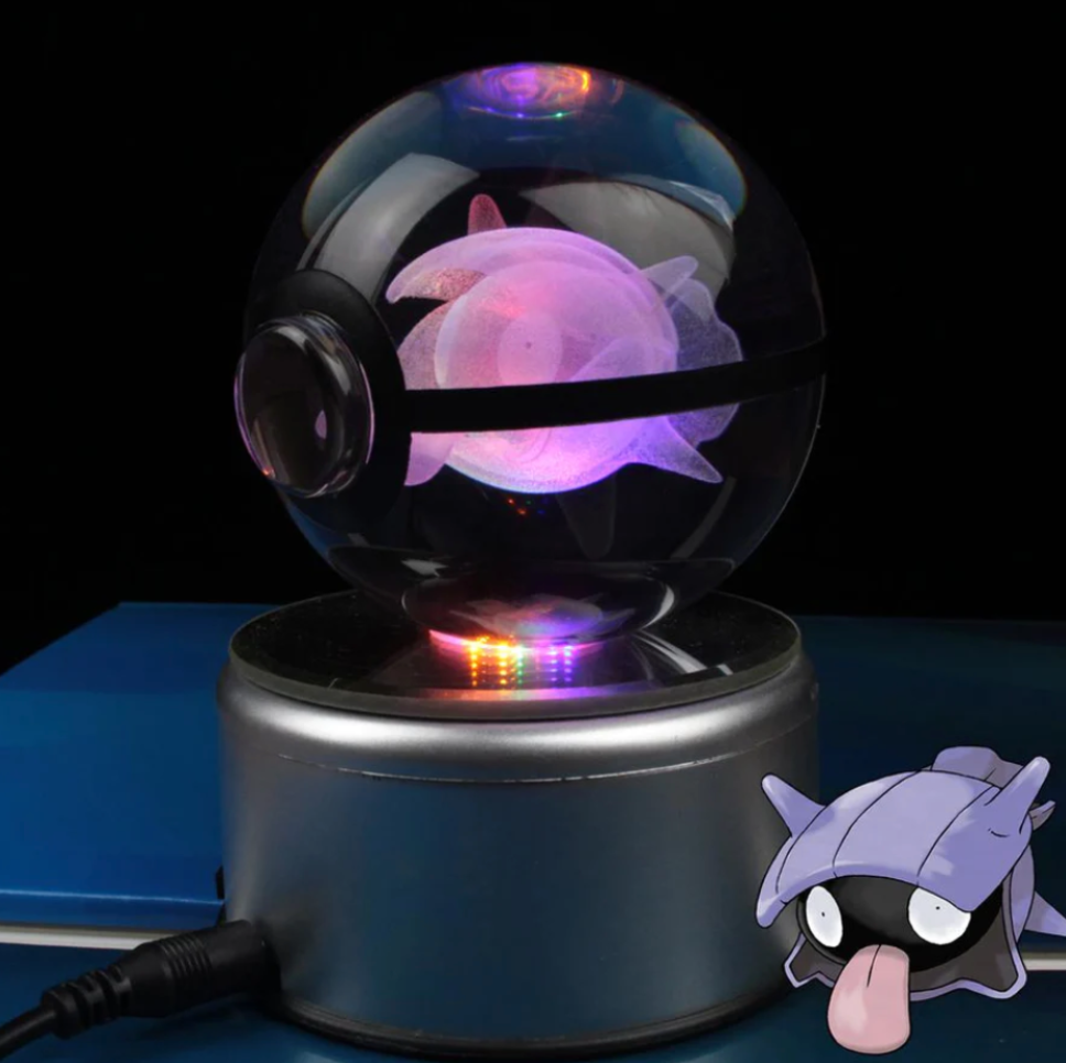 Shellder Large Crystal Pokeball 3D Laser Engraving