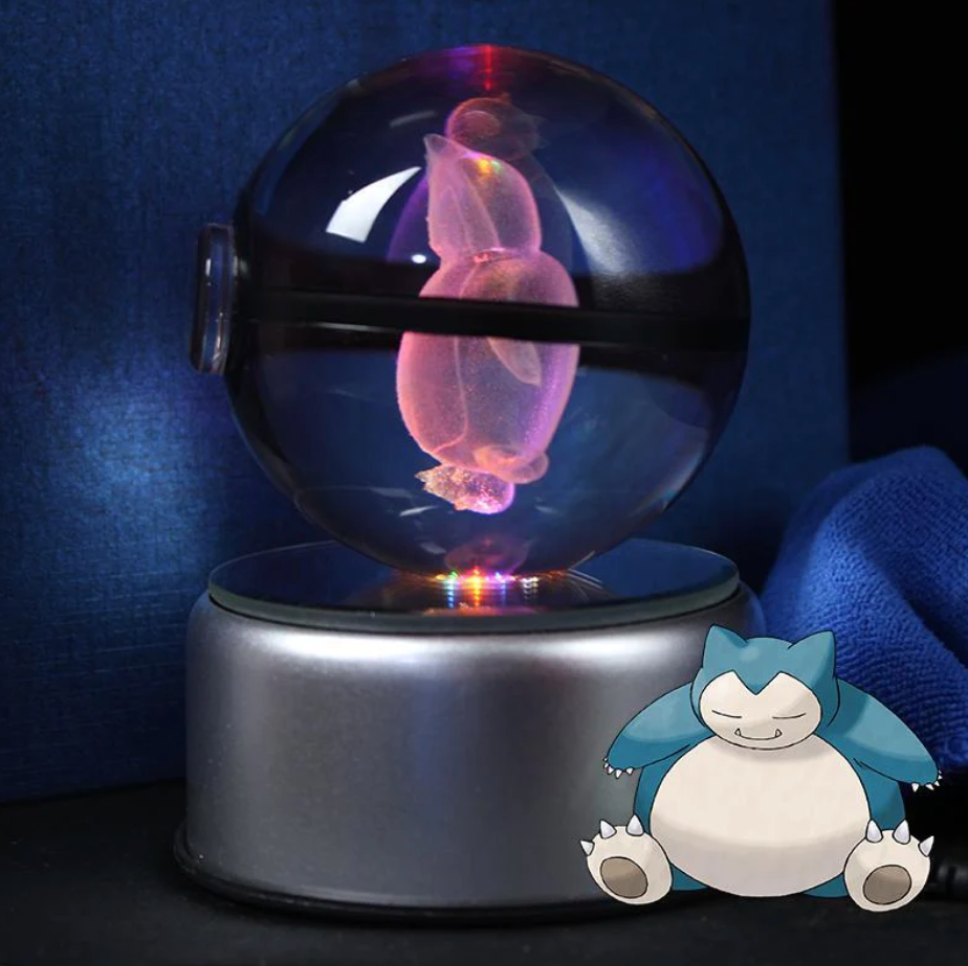 Snorlax Large Crystal Pokeball 3D Laser Engraving