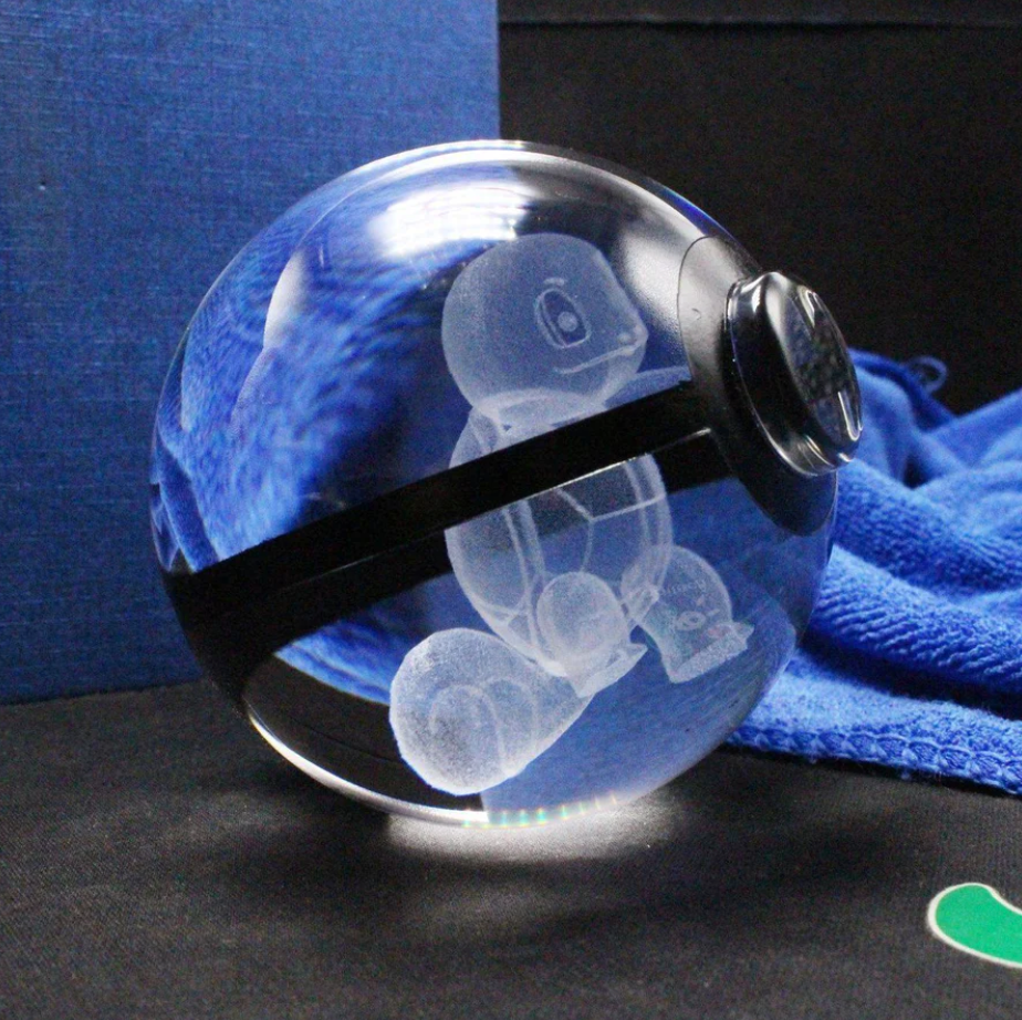 Squirtle Large Crystal Pokeball 3D Laser Engraving