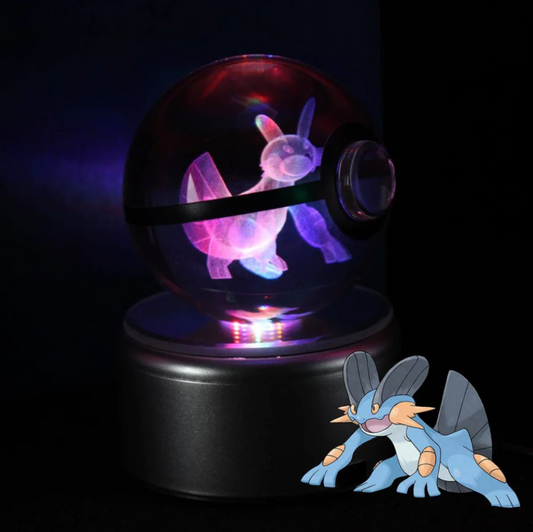 Swampert Large Crystal Pokeball 3D Laser Engraving