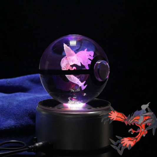 Yveltal Large Crystal Pokeball 3D Laser Engraving