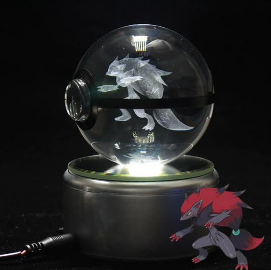 Zoroark Large Crystal Pokeball 3D Laser Engraving