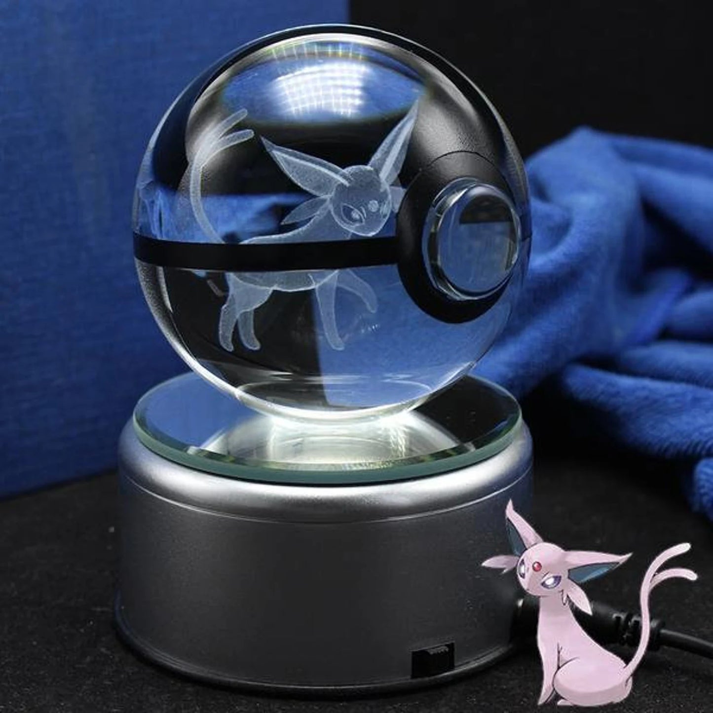 Espeon Large Crystal Pokeball 3D Laser Engraving