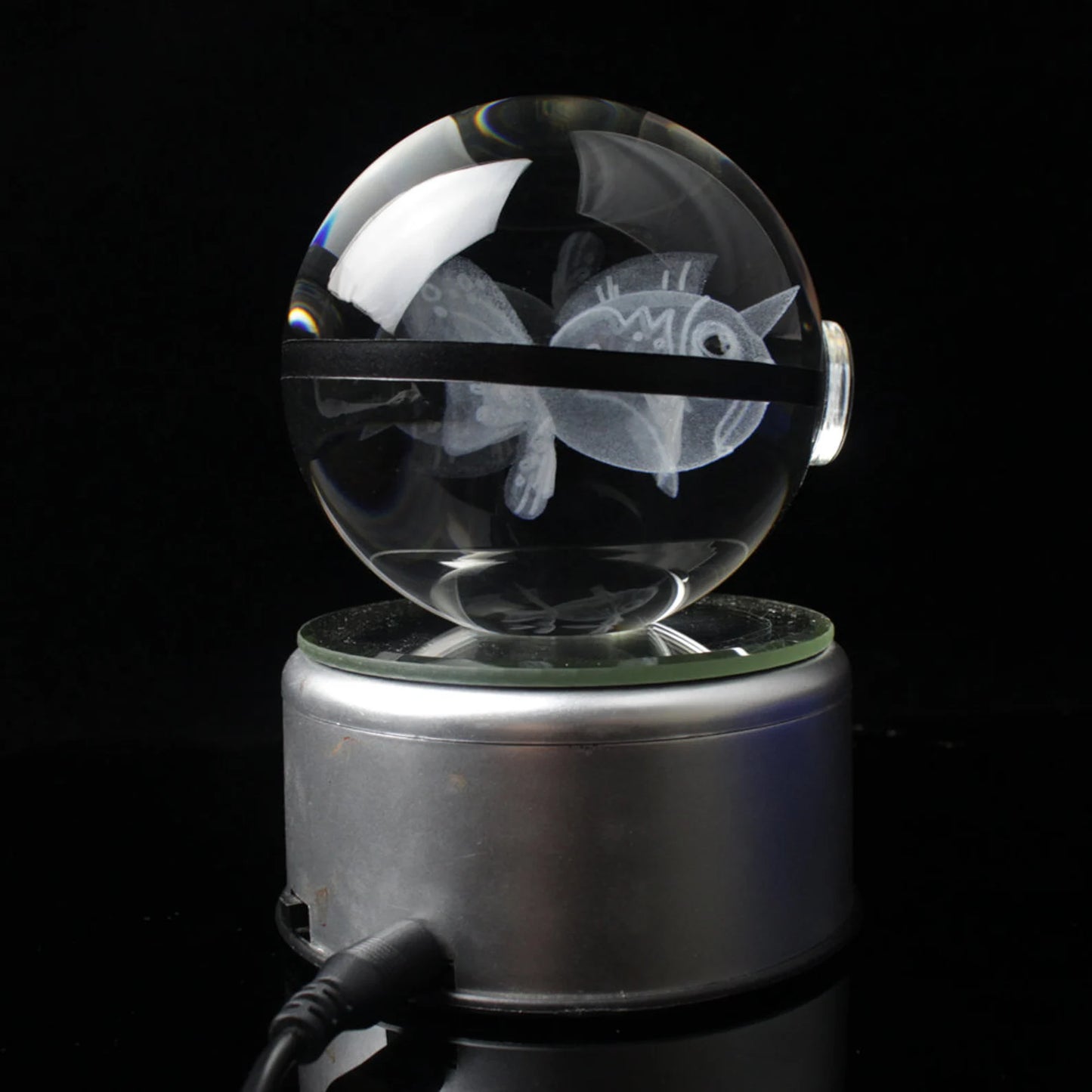 Seaking Large Crystal Pokeball 3D Laser Engraving