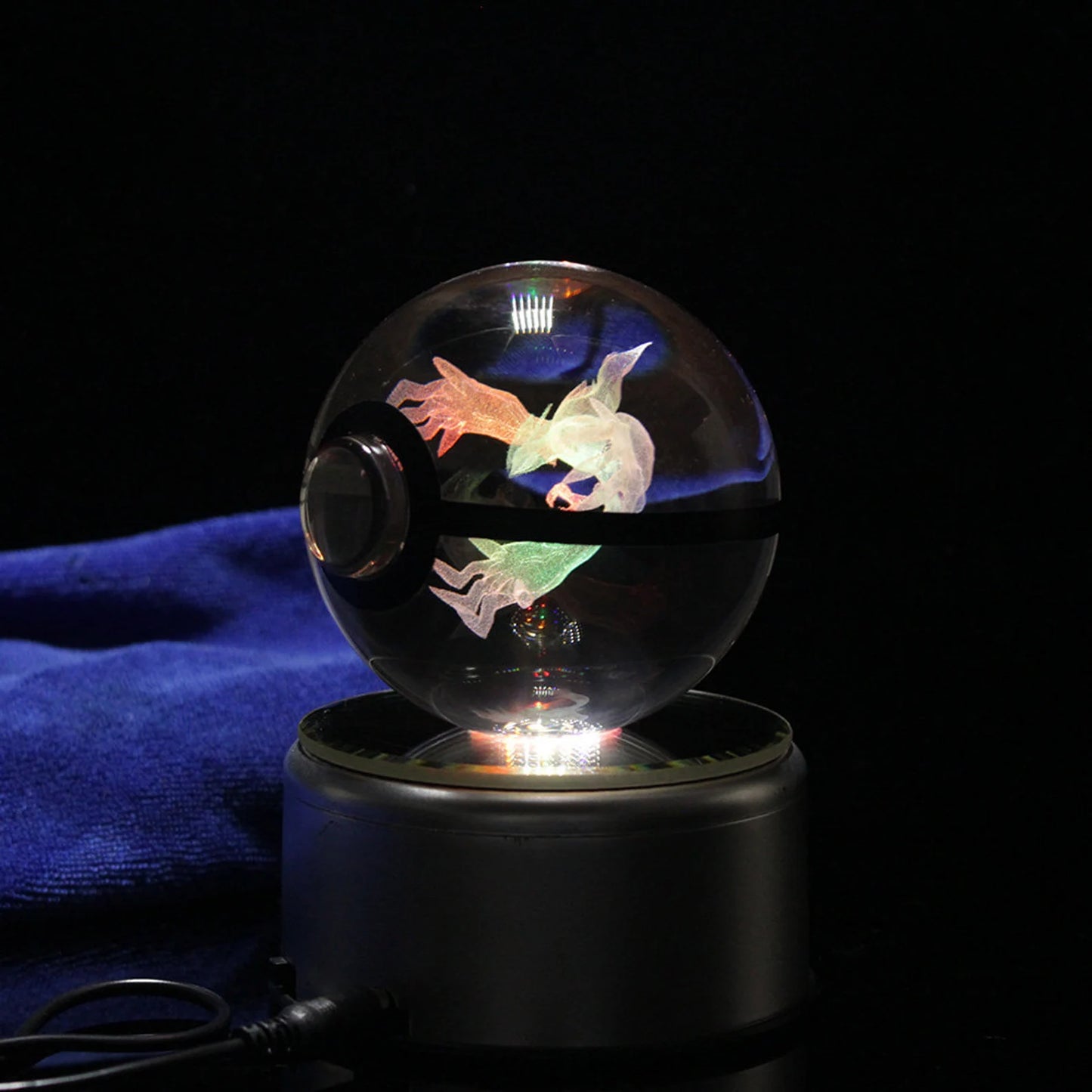 Yveltal Large Crystal Pokeball 3D Laser Engraving