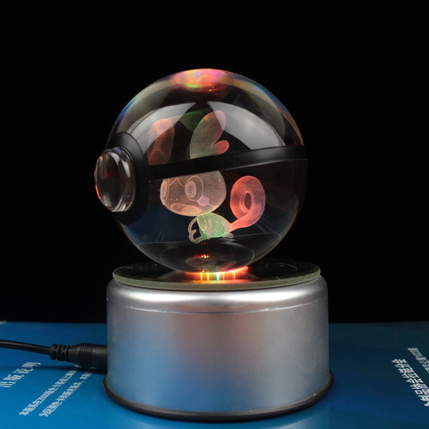 Sobble Large Crystal Pokeball 3D Laser Engraving