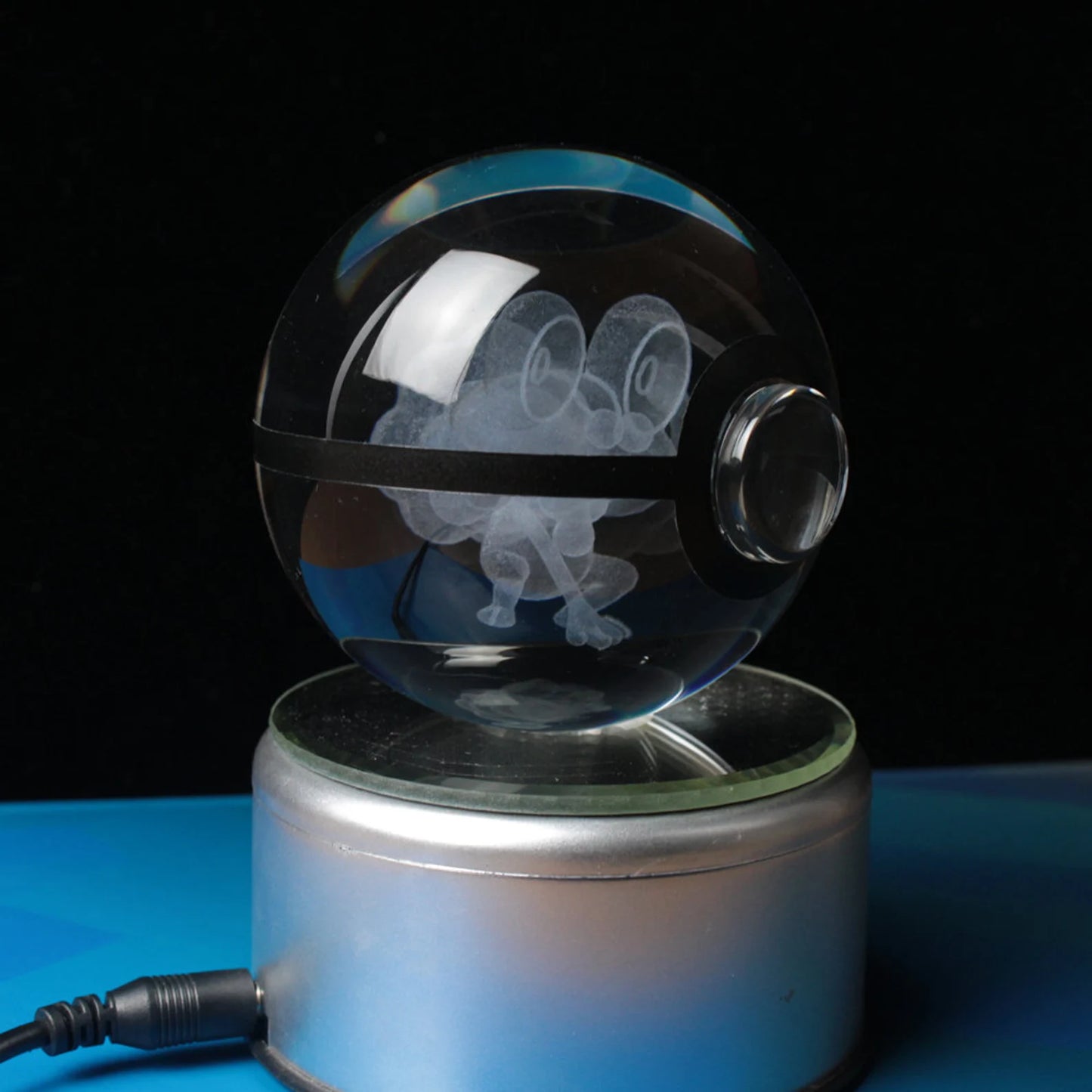 Froakie Large Crystal Pokeball 3D Laser Engraving