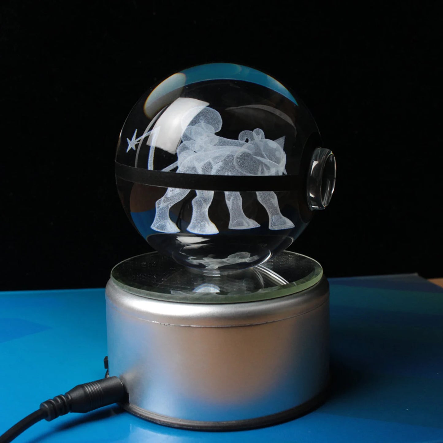 Raikou Large Crystal Pokeball 3D Laser Engraving