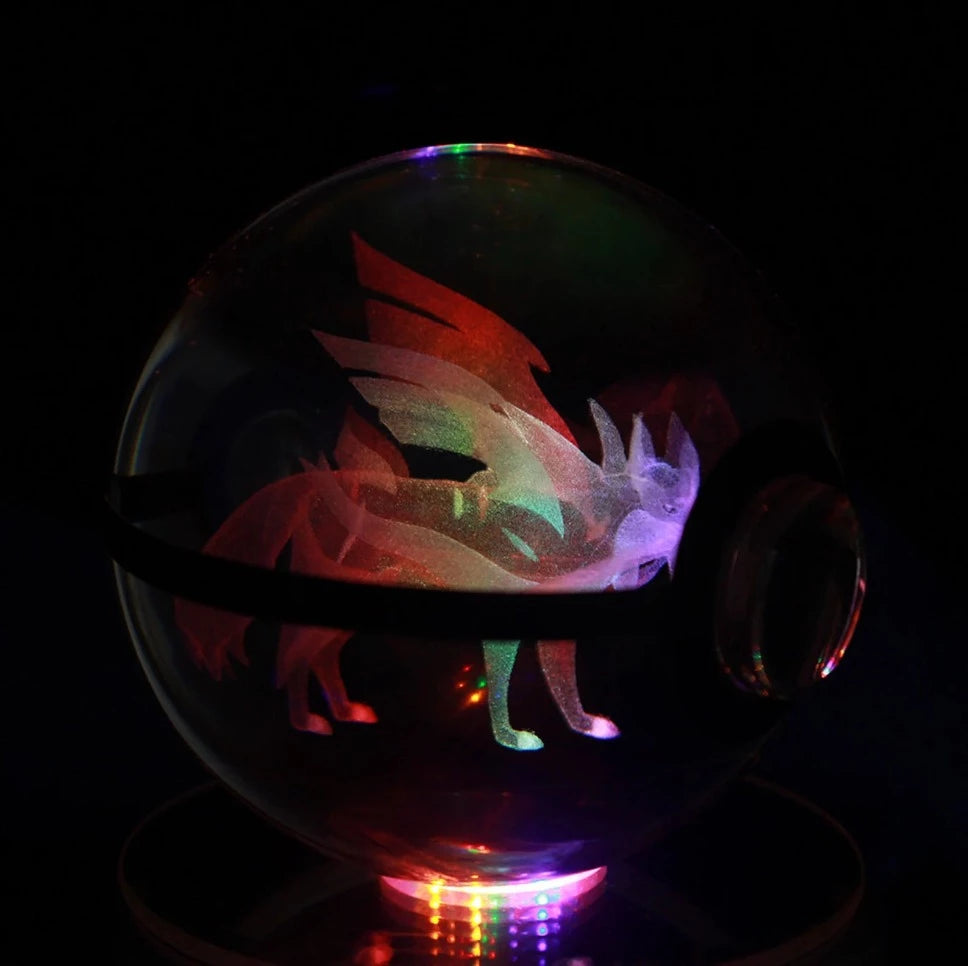 Zacian Large Crystal Pokeball 3D Laser Engraving