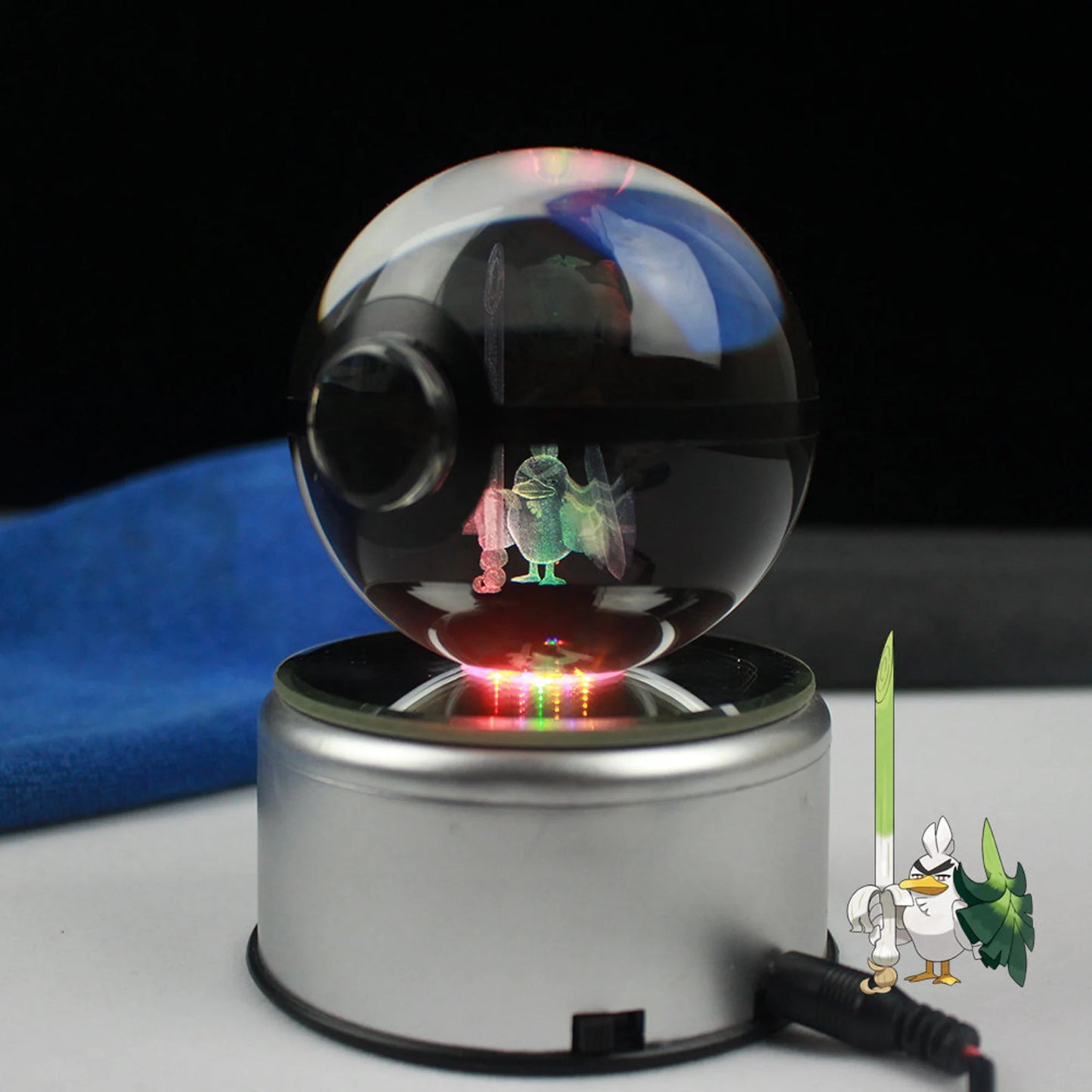 Sirfetchd Large Crystal Pokeball 3D Laser Engraving