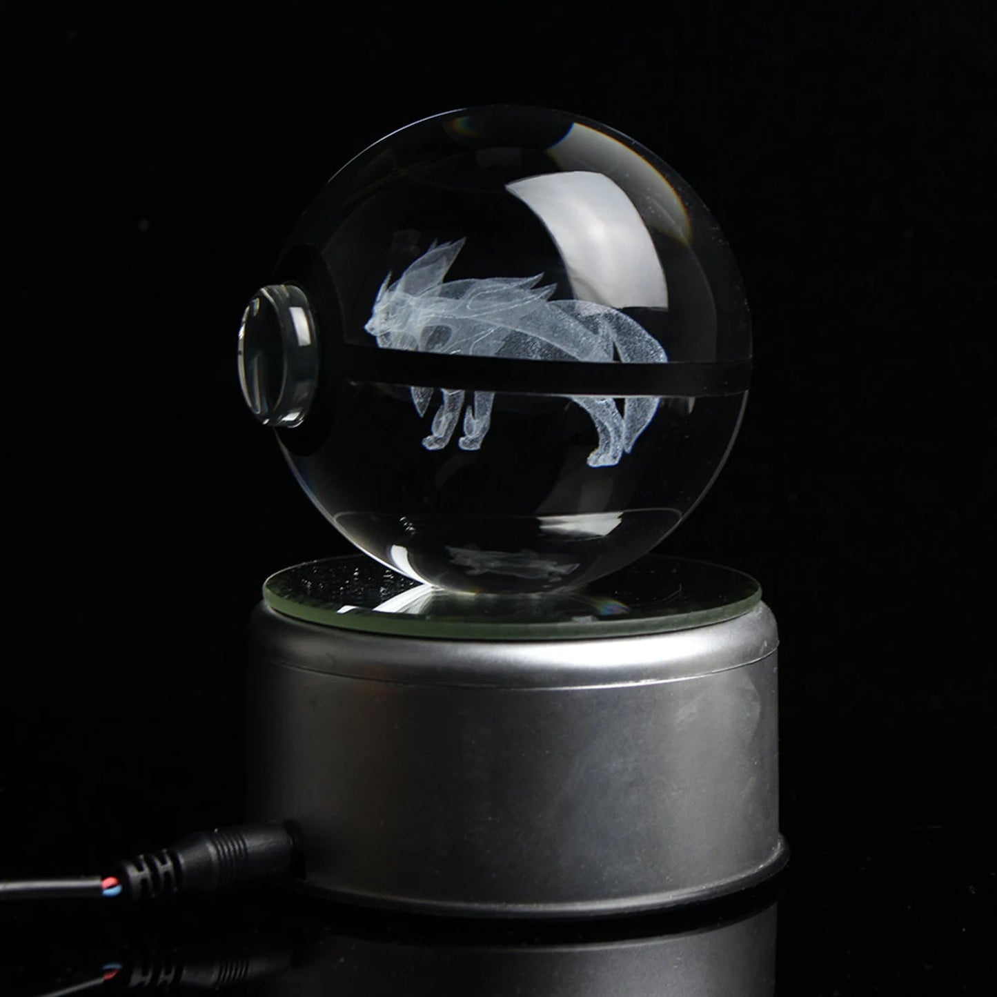 Zamazenta Large Crystal Pokeball 3D Laser Engraving