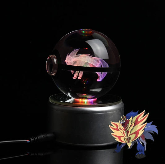 Zamazenta Large Crystal Pokeball 3D Laser Engraving