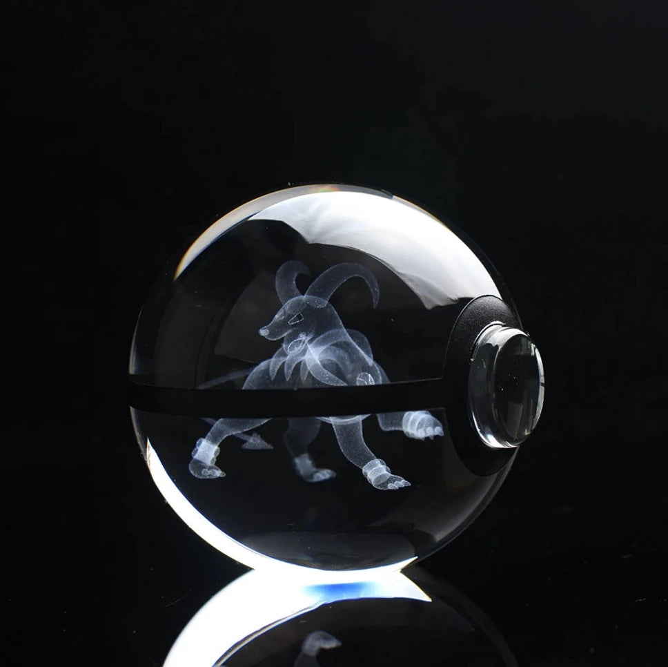 Houndoom Large Crystal Pokeball 3D Laser Engraving